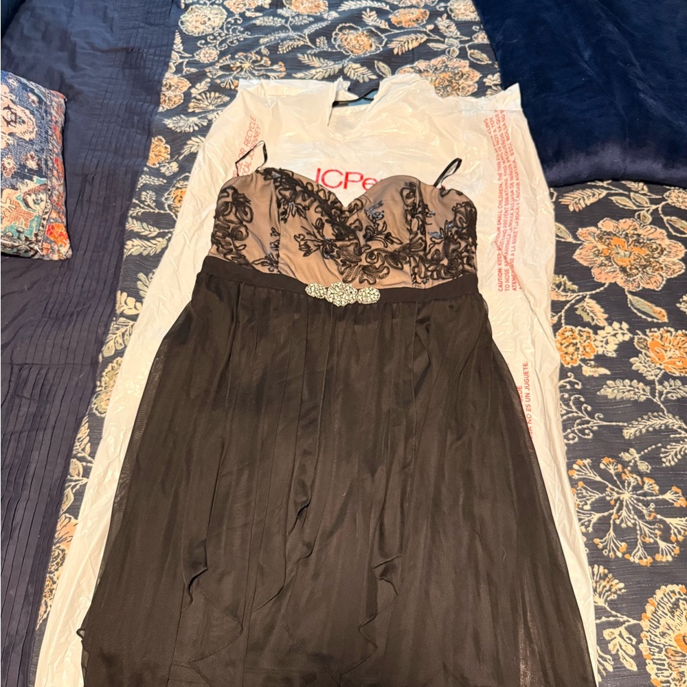 My Michelle Black and Cream Strapless Dress